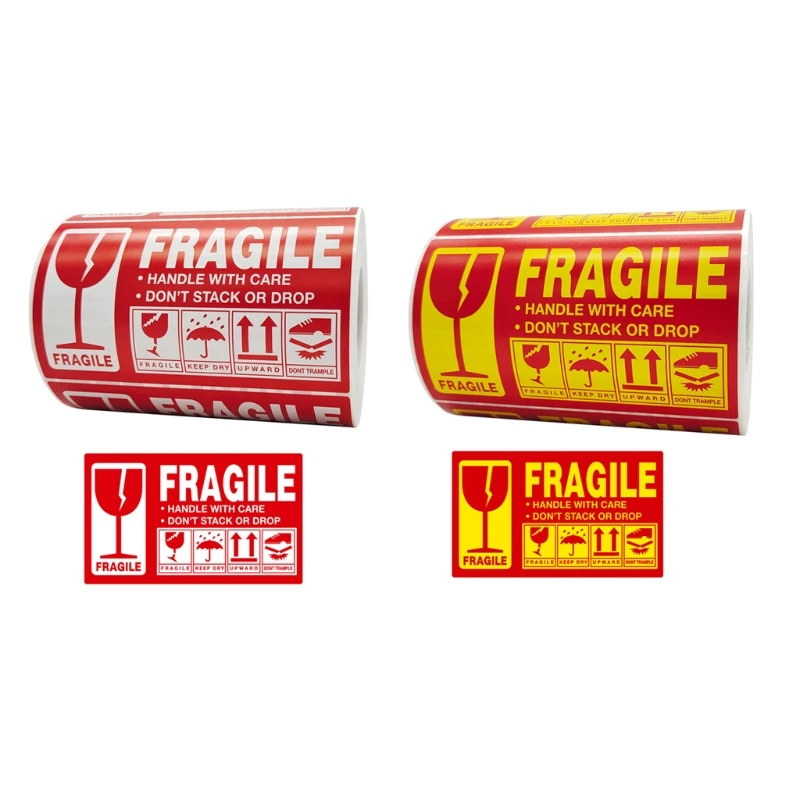 500pcs Fragile Stickers Warning Label Sticker Handle With Care Don'for t Stack or Drop Sticker Shipping for Express Labe