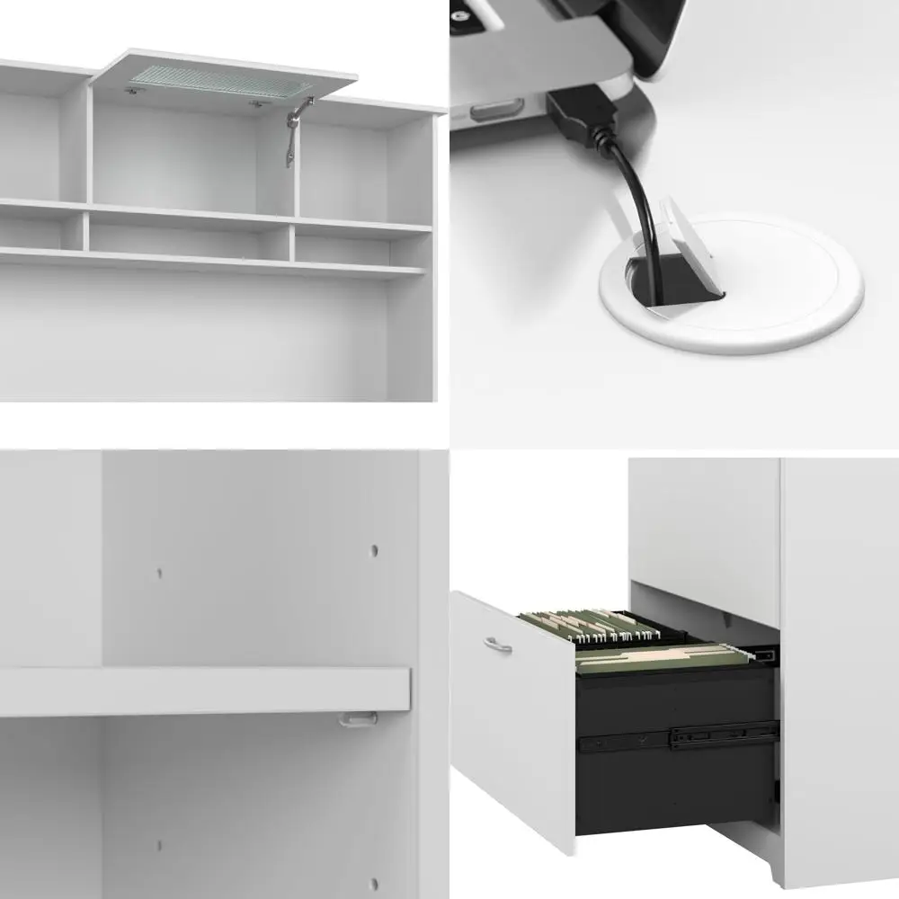

Bush urniture L Shaped Desk with Hutch, 5 Shel Bookcase and Lateral ile Cabinet | Cabot Collection Computer Table with Storage a