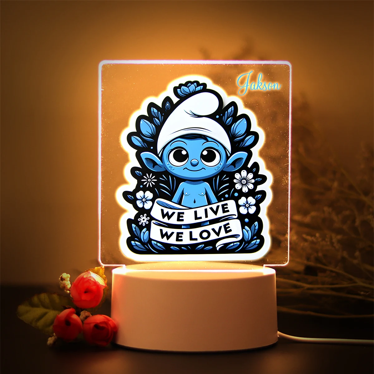 Famous Cute Anime Girls Boys Sticker Custom Name LED Night Light As Home Table Lamp Decoration For Kids Childrens Birthday Gift