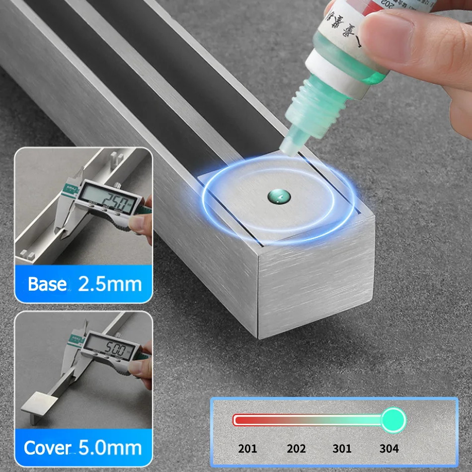 نحى الطابق استنزاف 304 الفولاذ المقاوم للصدأ سميكة ضيقة WC الحمام دش طويل الخطي الصرف قطاع مصارف أرضية جانبية 3.2 سنتيمتر