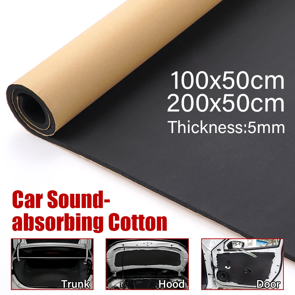 200x50cm 5MM Car sound absorbing cotton Proofing Deadener Engine Noise Sound insulation Acoustic Foam and flame retardant