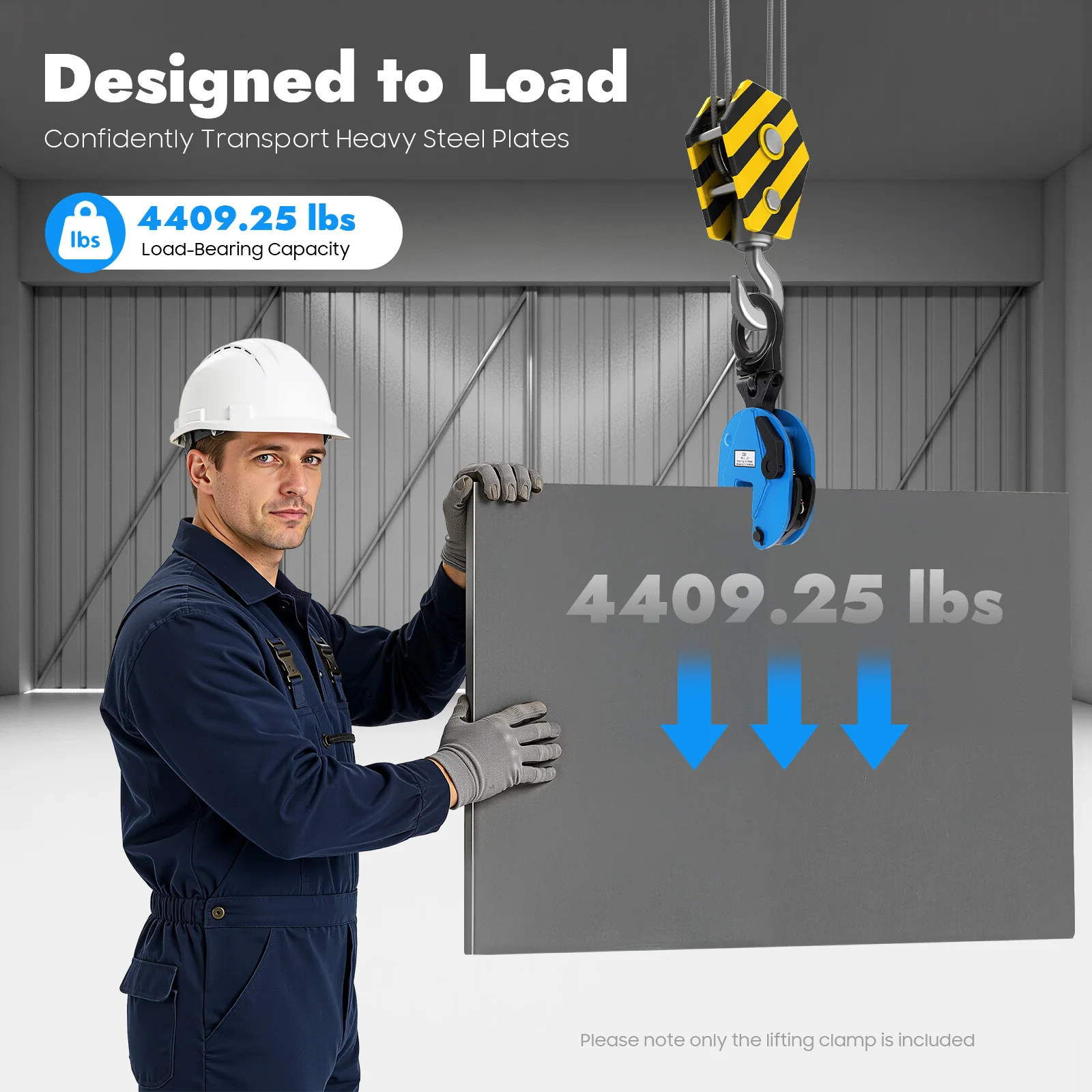 2-Tonnen-Hochleistungs-Hebeklemme aus hochwertigem legiertem Stahl mit großer Klemmöffnung zum Heben und Transportieren von schweren Lasten, Tragfähigkeit 4409,25 LBS – Detail 7