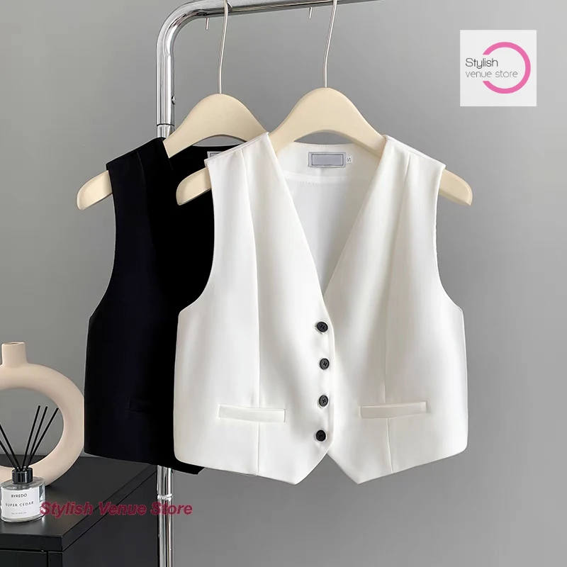 

French design sense suit vest women's wear summer new fashion temperament overlap wear casual Joker short vest. tank top women