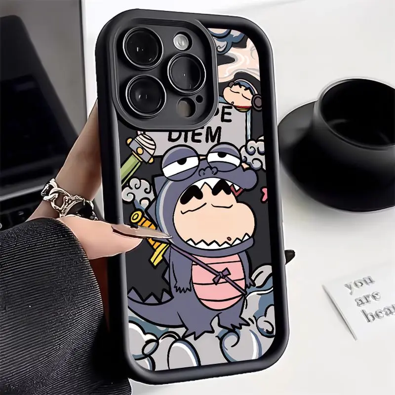 C-Crayon S-ShinChan Soft Case for iPhone 15 14 13 12 11 Pro Max XS X XR 8 7 6S 6 Plus SE 2020 Liquid Silicone Shockproof Cover