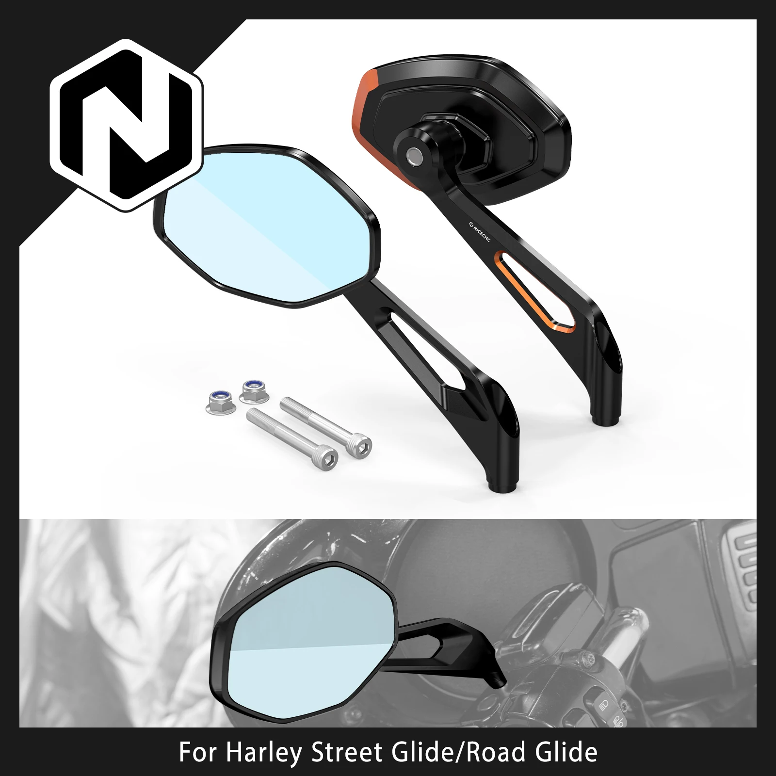 Rearview Mirrors For Harley Street Glide Road King FLHR Road Glide Softail Dyna Sportster Iron 883 1200 Fat Boy 114 Street Bob