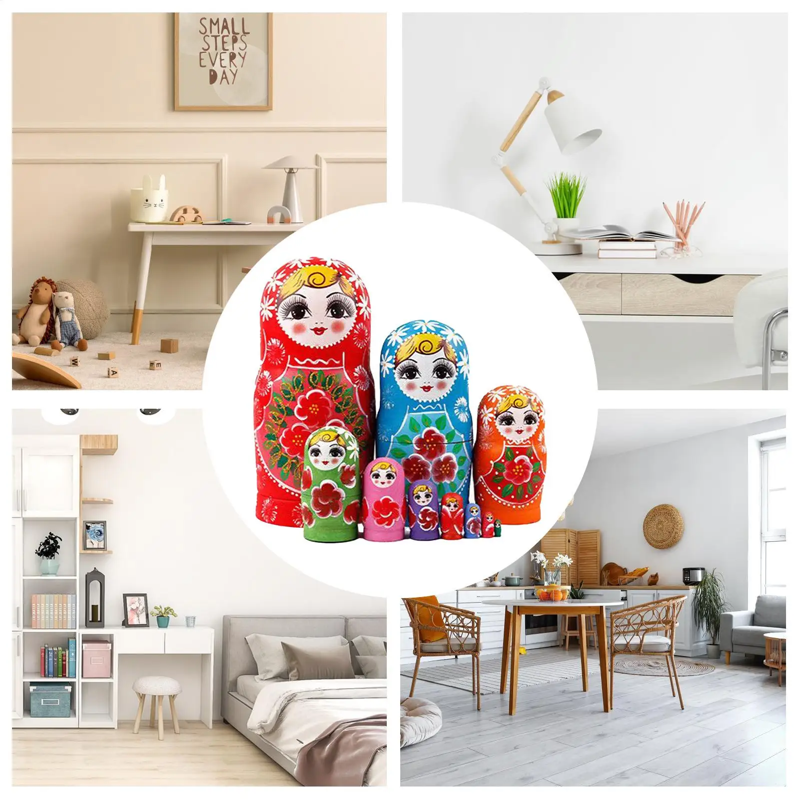 Russian Dolls 10-Piece Wooden Educational Toys Kids Stacking Doll Nesting Toys For Learning Education Entertainment Boys