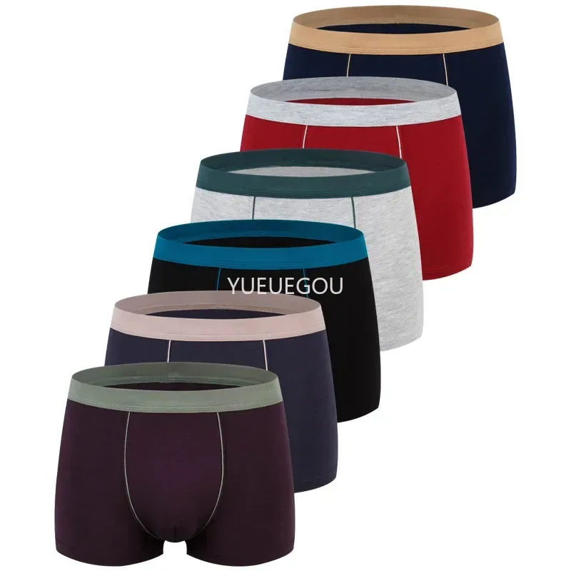 

6 pcs/lot large size seamless underwear men solid cotton boxer shorts men's panties breathable boxers mens pack underpants man