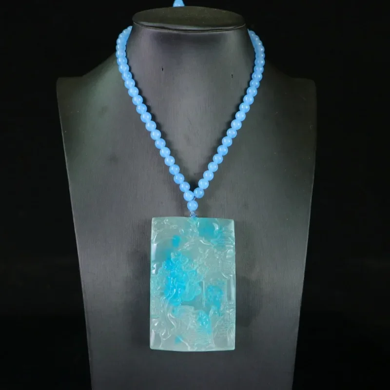 

Natural High-ice Quartzite Jade Landscape Brand Necklace, Exquisite Fashion