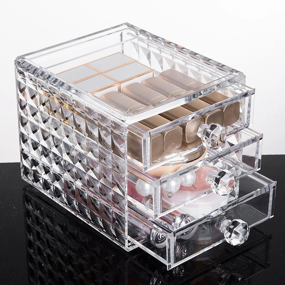 

Clear Acrylic Makeup Organizer Storage Drawer Large Capacity Desktop Storage Case Holder for Makeup Brushes Lipstick
