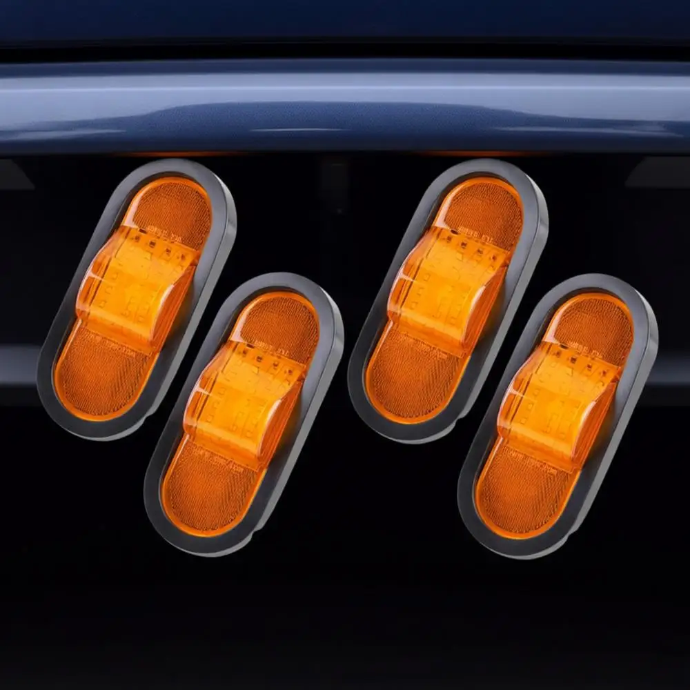 

6.5 Inch Oval Turn Signal Amber Marker Lights Rubber Mount 24 LED w/Relex Lens, 6 Inch Oval LED Trailer Side Marker -Ship Turn S