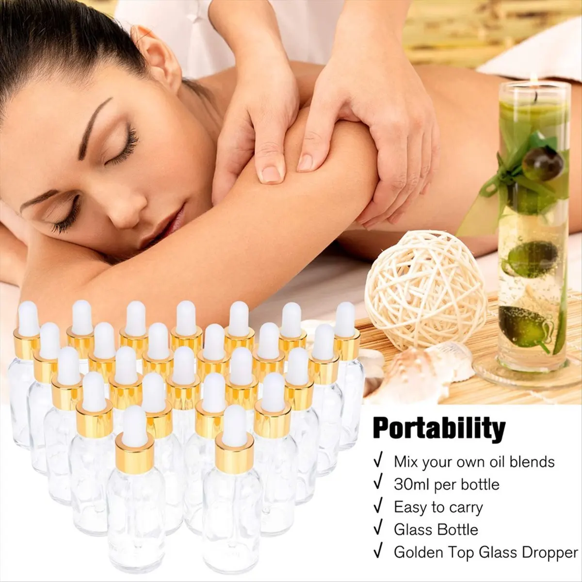 

A24I Glass Dropper Bottle 24 Pack Clear Glass Bottles Empty with 2 Funnels & 2 Long Pipettes, 30ml Eye Dropper Bottles