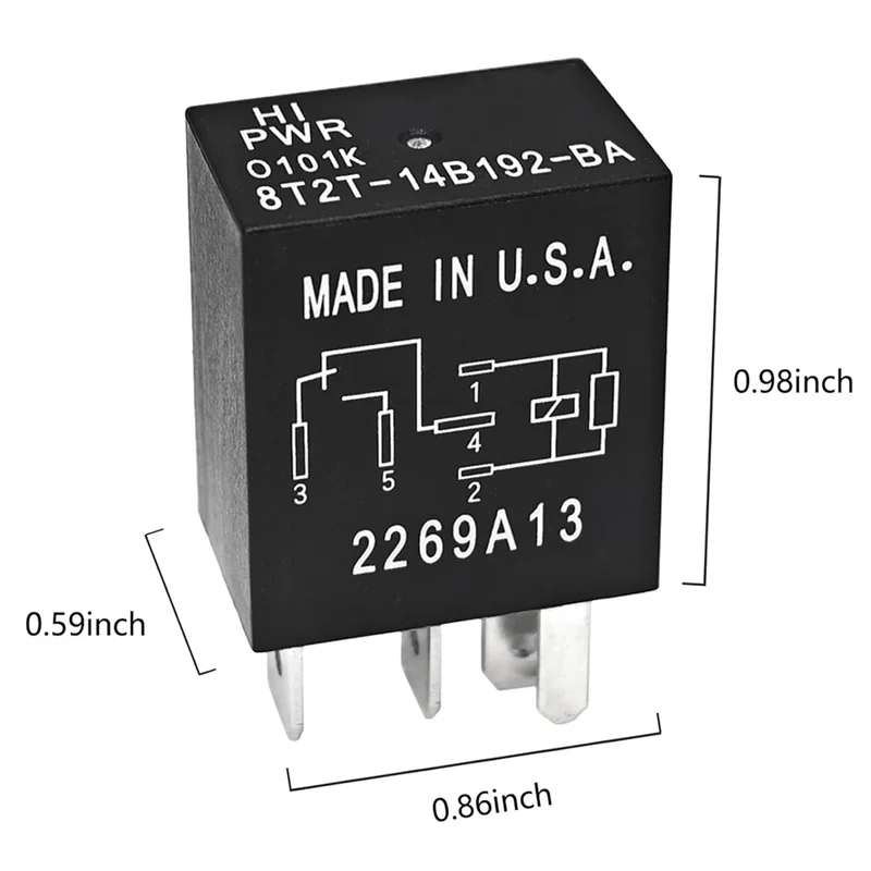 A76G-Relay 8T2T-14B192-BA 12 فولت 5-Pin لفورد مونديو التركيز سيارة التتابع 30A 12VDC 5 دبابيس مرحل للسيارات SPDT شكل الاتصال