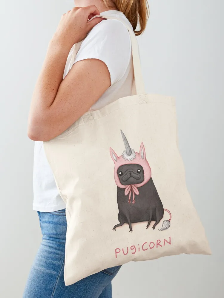 

Pugicorn Tote Bag shopper bag woman canvas tote bag tote canvas Beach
