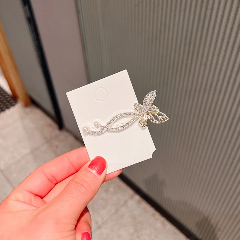 Retro-Schmetterlings-Entenschnabel-Clip, seitlicher Clip für Damen, Haarnadel auf der Rückseite des Kopfes, einzeilige Clip-Kopfbedeckung für Frauen