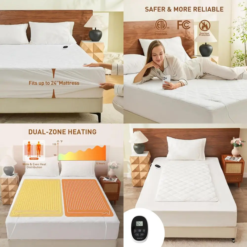 

Mini Twin Electric Mattress Pad with 12 Heat Settings, Auto-Off, Preheat, Memory, Washable Cover, Certified