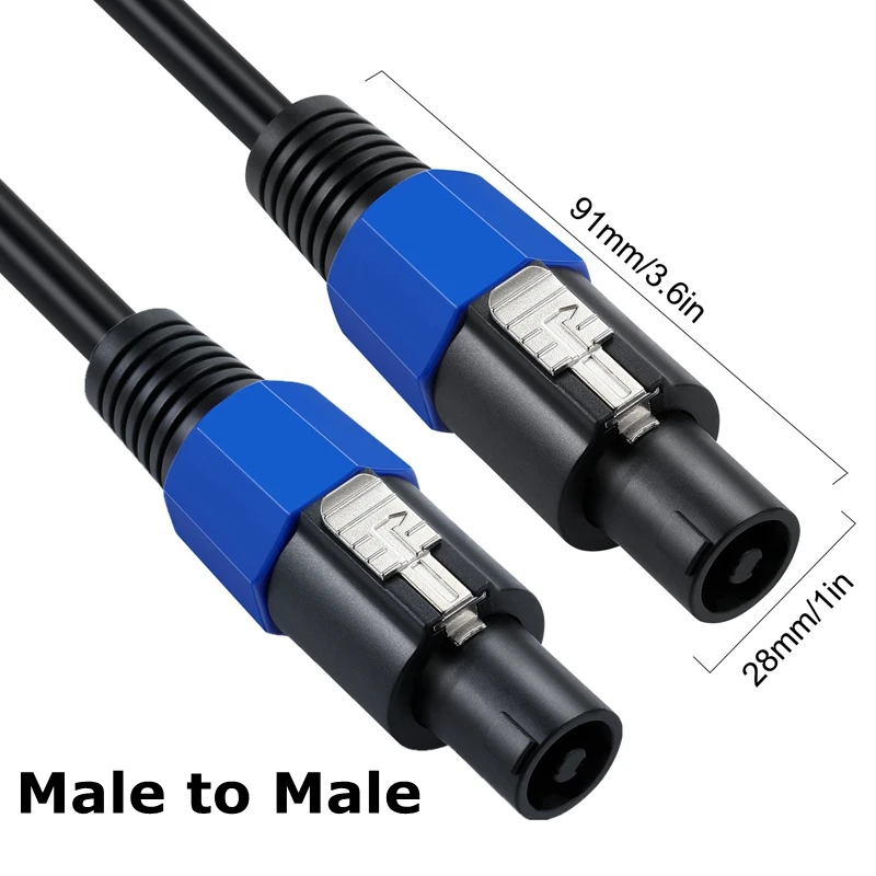 0.2M-3M Speakon Male to Female Professional 1.6mm² DJ Speaker Cable with Twist Lock for Ohm Audio Stage Amplifier XLR Project