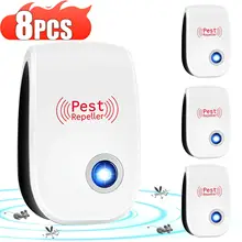 2-8 pces plug elétrico ultra sônico repelente de pragas anti mosquito controle de roedores interior bug barata assassino de insetos repelente zapper
