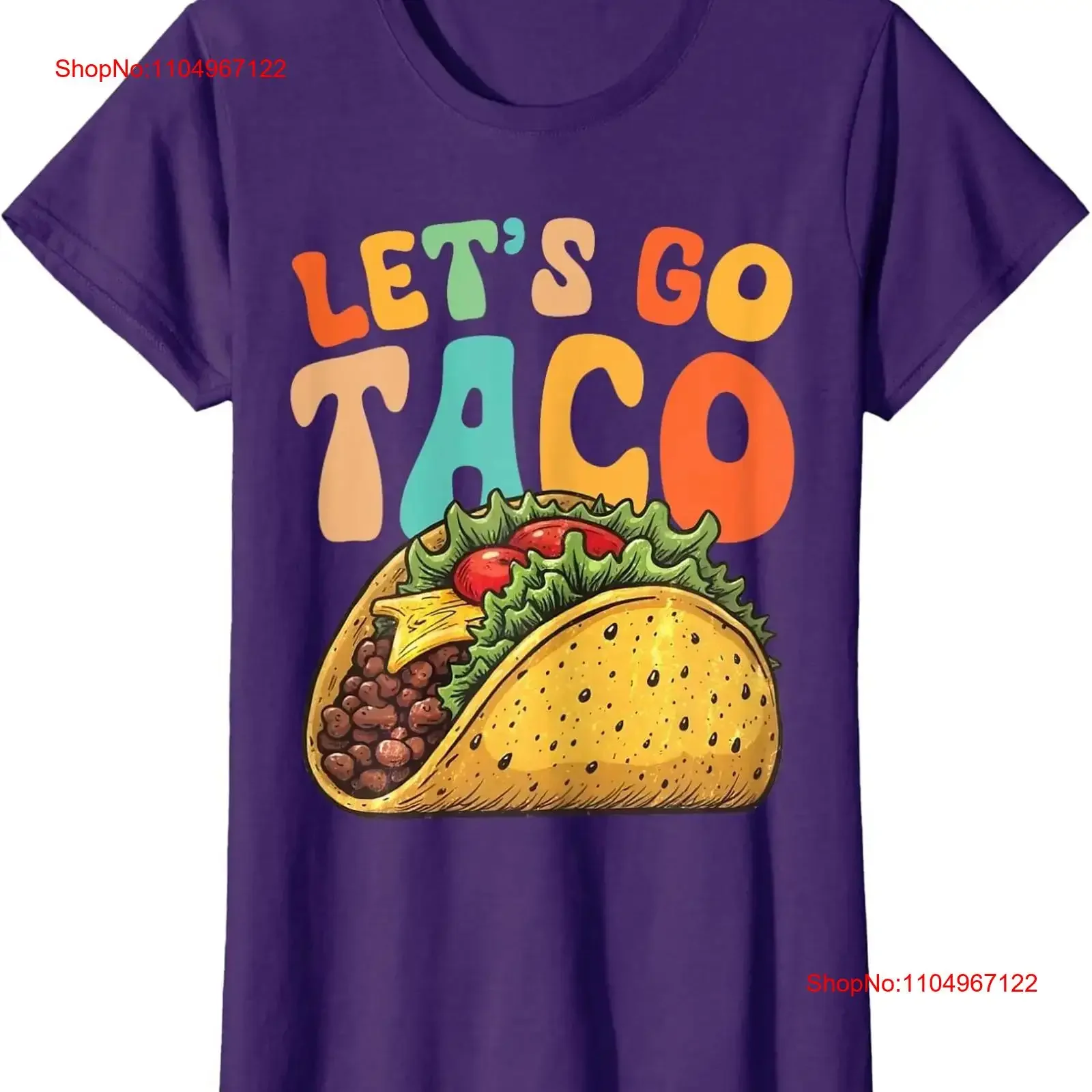 

Let Is Go Taco Retro Vintage Let's Lovers Ladies' Crewneck T Shirt vintage Washed Breathable fashion Soft Slightly homme