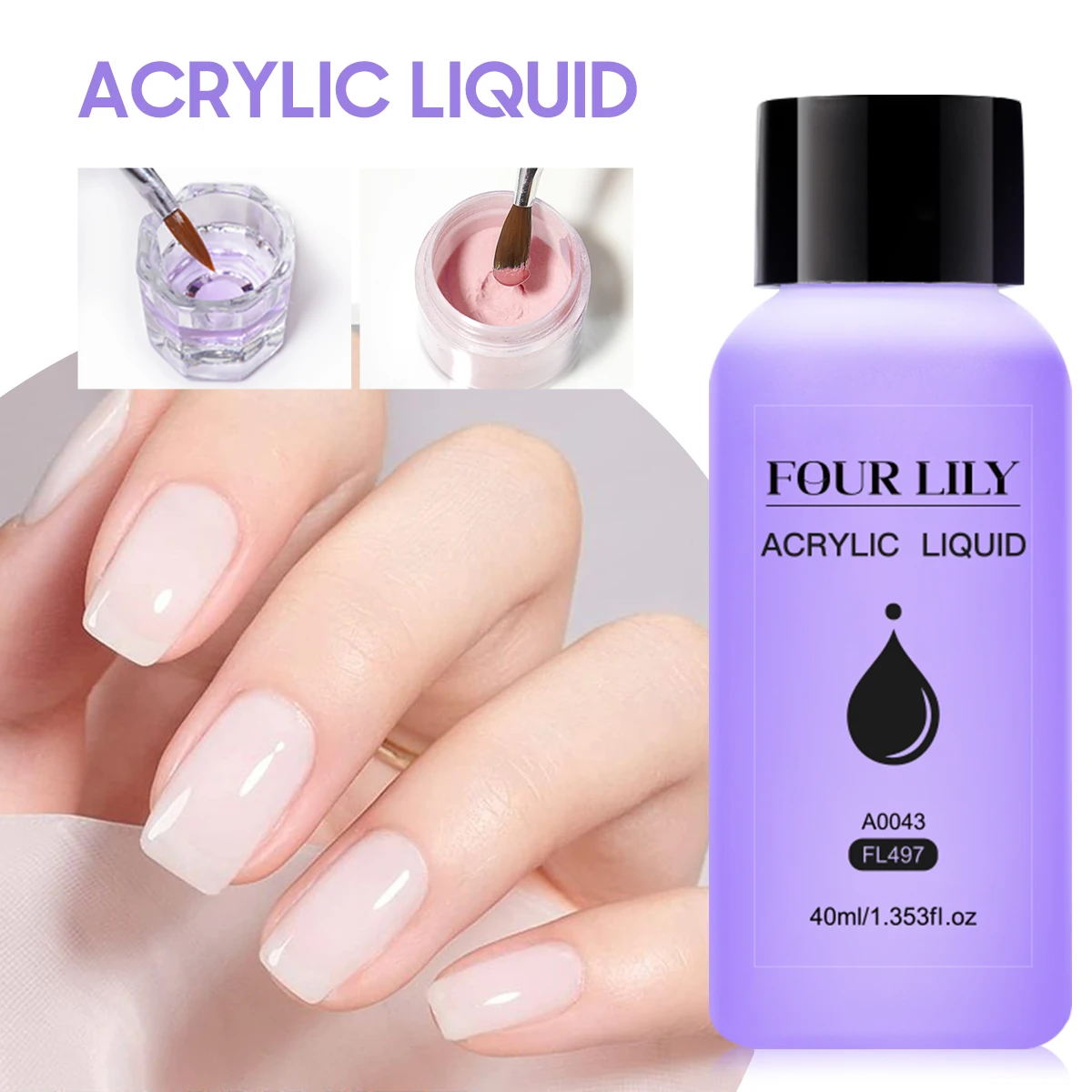 

FOUR LILY 40ml Acrylic Liquid For Acrylic Powder Dust Nails Monomer Crystal Nail Art Nail Extension Carving Tool Nail Supplies