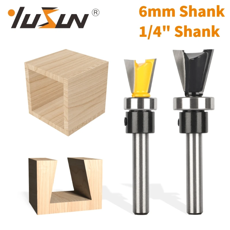 YUSUN  Dovetail Bit With Bottom Bearing Router Bit Carbide Cutters Woodworking Milling Cutter For Wood Bit Face Mill End Mill