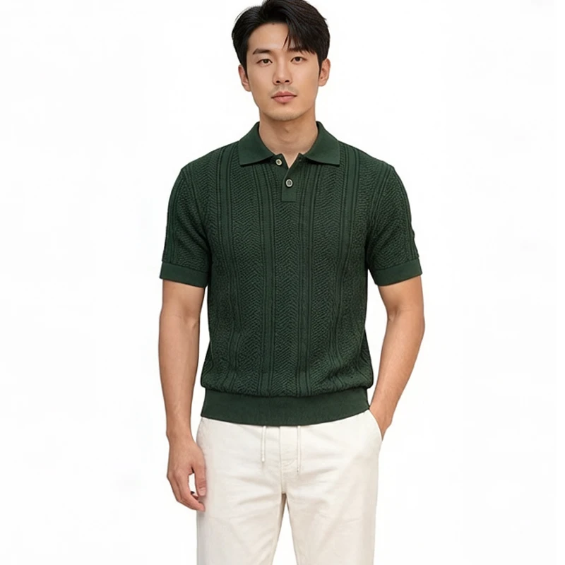New Arrival Men's Knit Shirt Casual Polo Shirts Short Sleeve Golf Shirt Korean Mens Fashion Spring Summer Lapel T Shirts