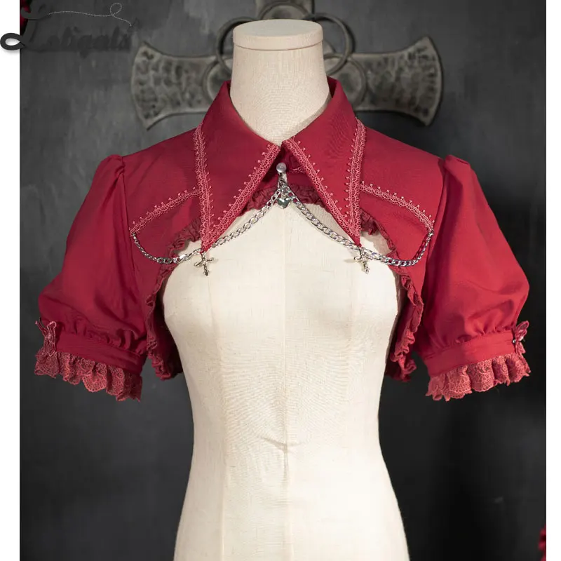 Gothic Lolita Shrug Top Short Bubble Sleeve Pointed Collar Bolero Jacket ~ Contract Cross by OCELOT