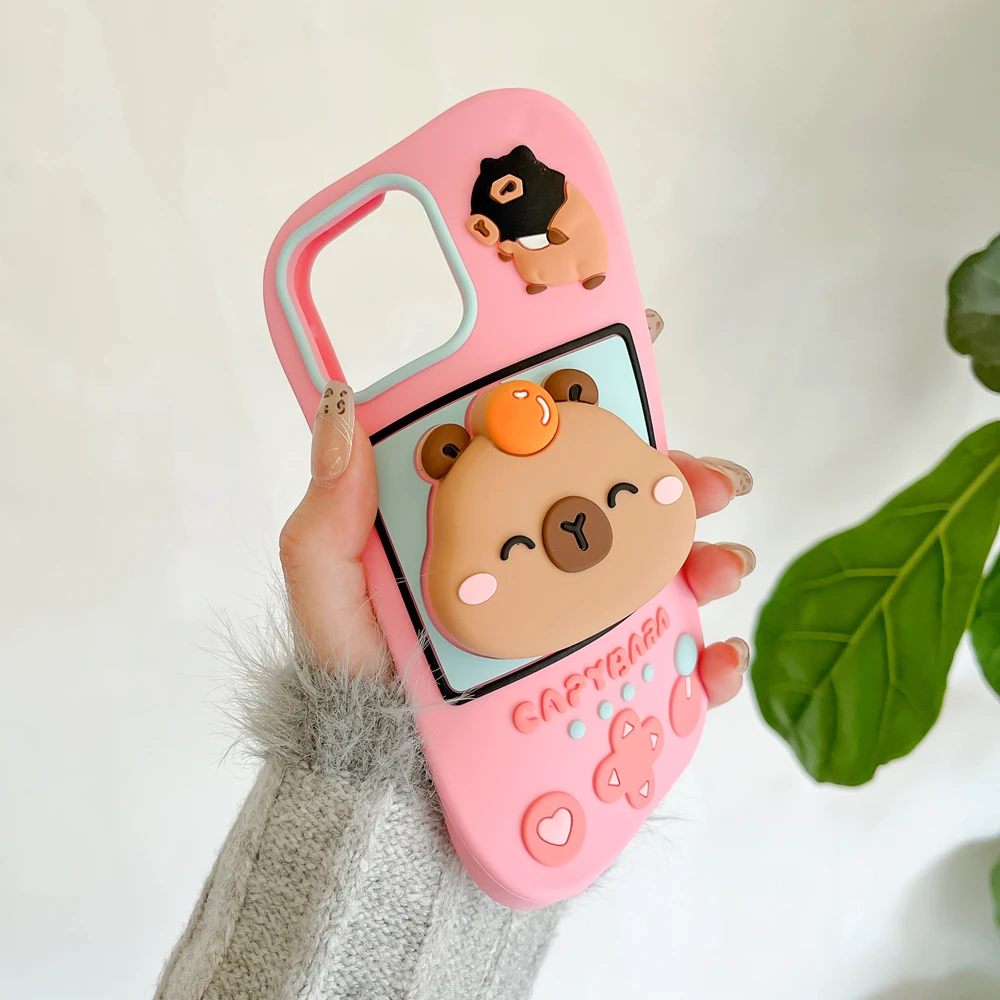 لهاتف iPhone 16، 16Pro، 16promax، حافظة سيليكون ناعمة ثلاثية الأبعاد لهاتف iPhone، غطاء مقاوم للصدمات، غلاف جلدي مقاوم للصدمات، حيوان كرتوني لطيف #6