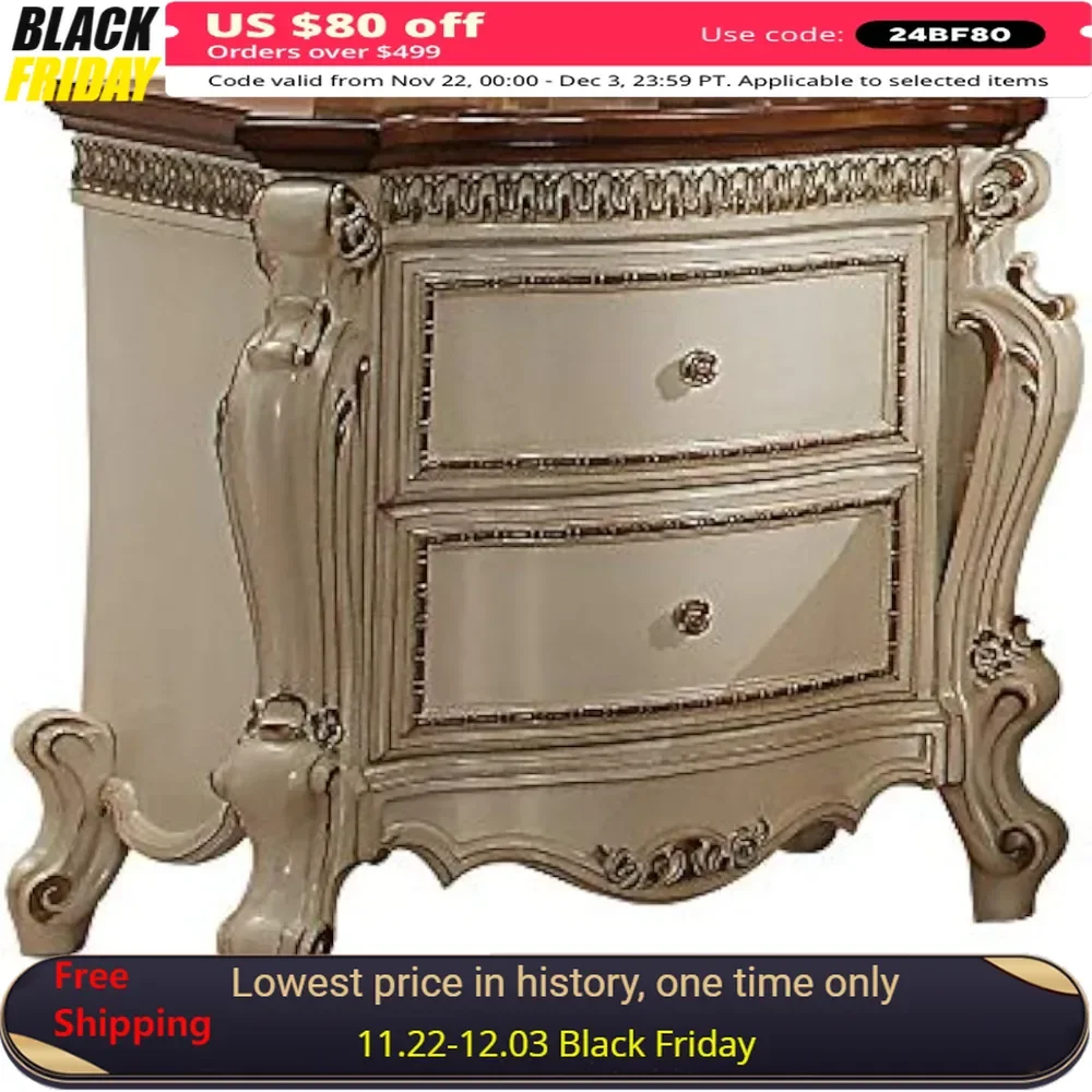 

20.87"D X 31.5"W X 31.1"H Nightstand with 2 Drawers, Two-tone Design, Single Knobs Hardware, Traditional Nightstand