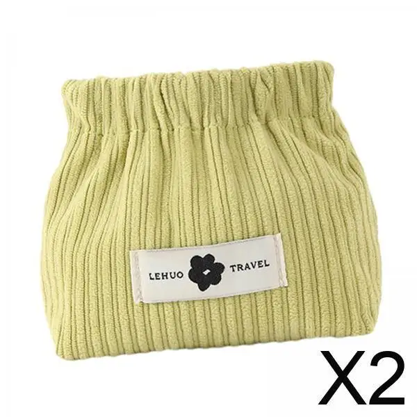 

2xМаленькая косметичка, крошечная сумка, кошелек, повседневный вельветовый эластичный органайзер для резинки для волос, зеленый