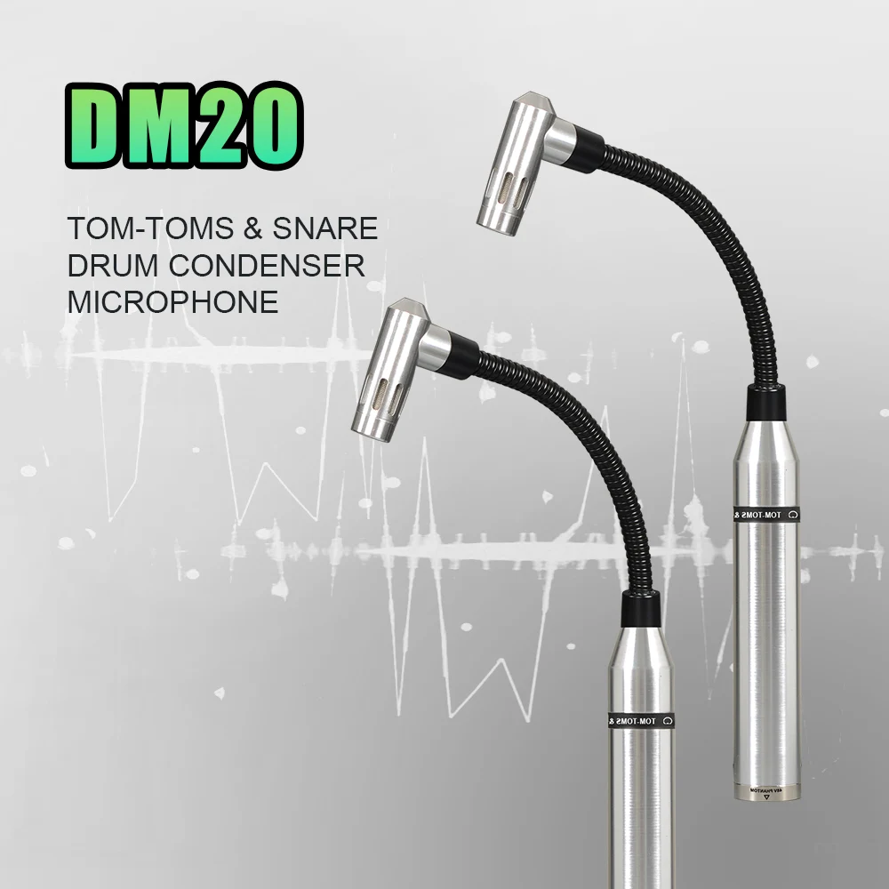 DM20 Metal condenser drum microphone specifically designed for Tomtoms or Snare