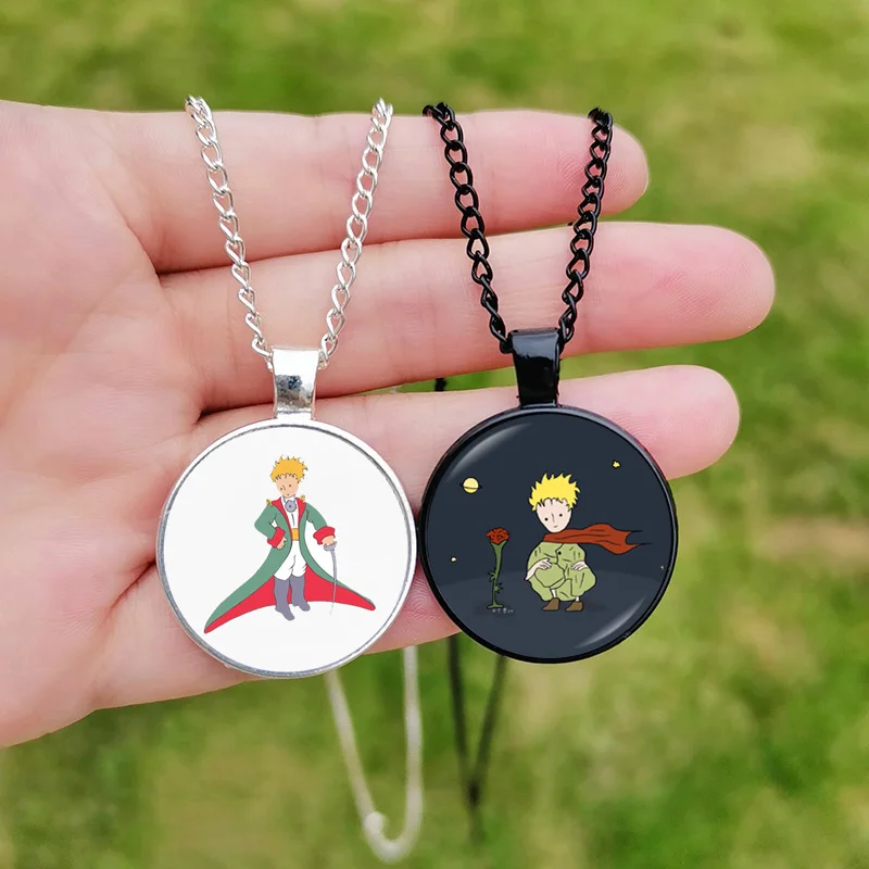 New The Little Prince Necklace Retro Cartoon Fox Handmade Glass Chain Jewelry for Children Party Gifts