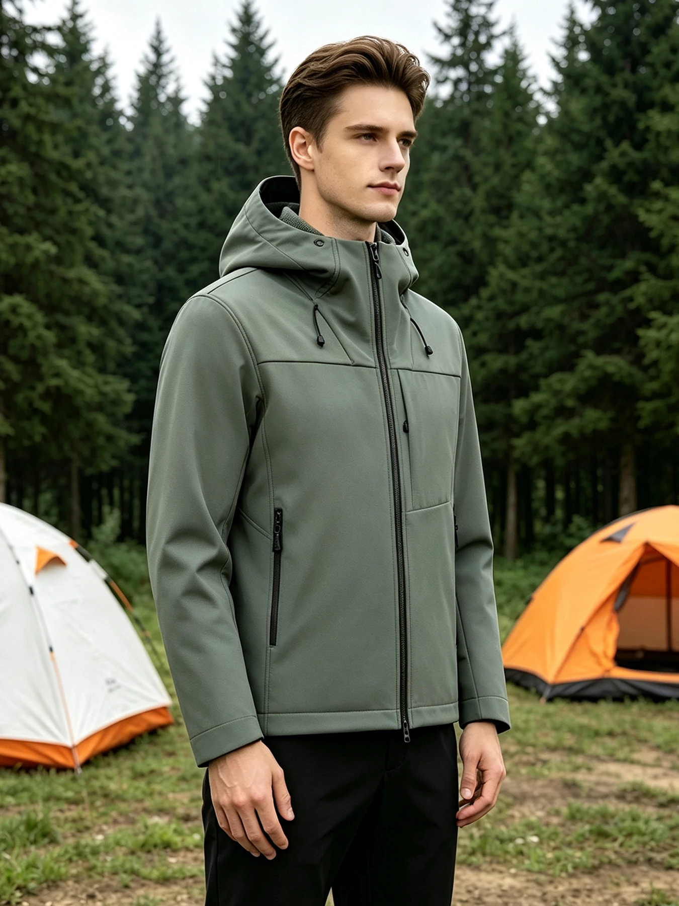 Herren Damen Wasserdichte Softshell-Jacke Winddichte Warme Fleece-Gefütterte Regenjacke Unisex Wander- Kletter- Trekking-Outdoor-Windbreaker – Detail 9