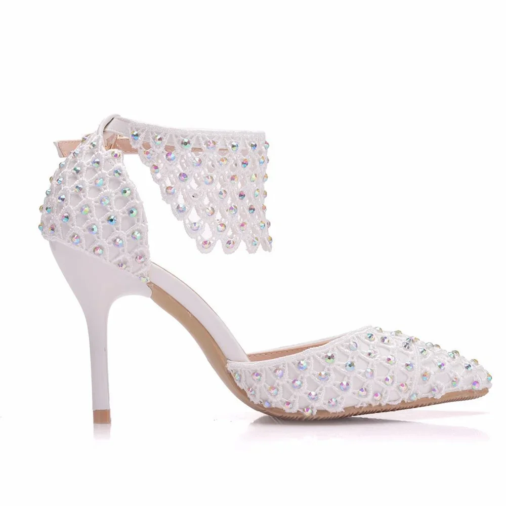 Chaussures de Mariage en Dentelle Blanche avec Sacs Assortis, Talons Hauts, Sangle de Rinçage Jolie tue, Ensemble de ixpour Femme, Perle