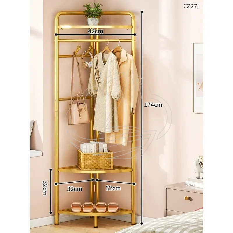 Floor to Ceiling Corner Clothes Rack Light Luxury Garment Hanging Organizer For Bedroom Wardrobe Storage