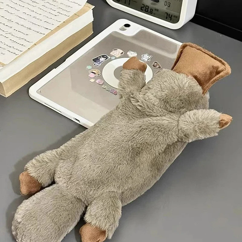 1PC Cute Platypus Pencil Case Cosmetic Bag Plush Pen Pouch Large Capacity Storage Bag School Supplies Students Stationery Box