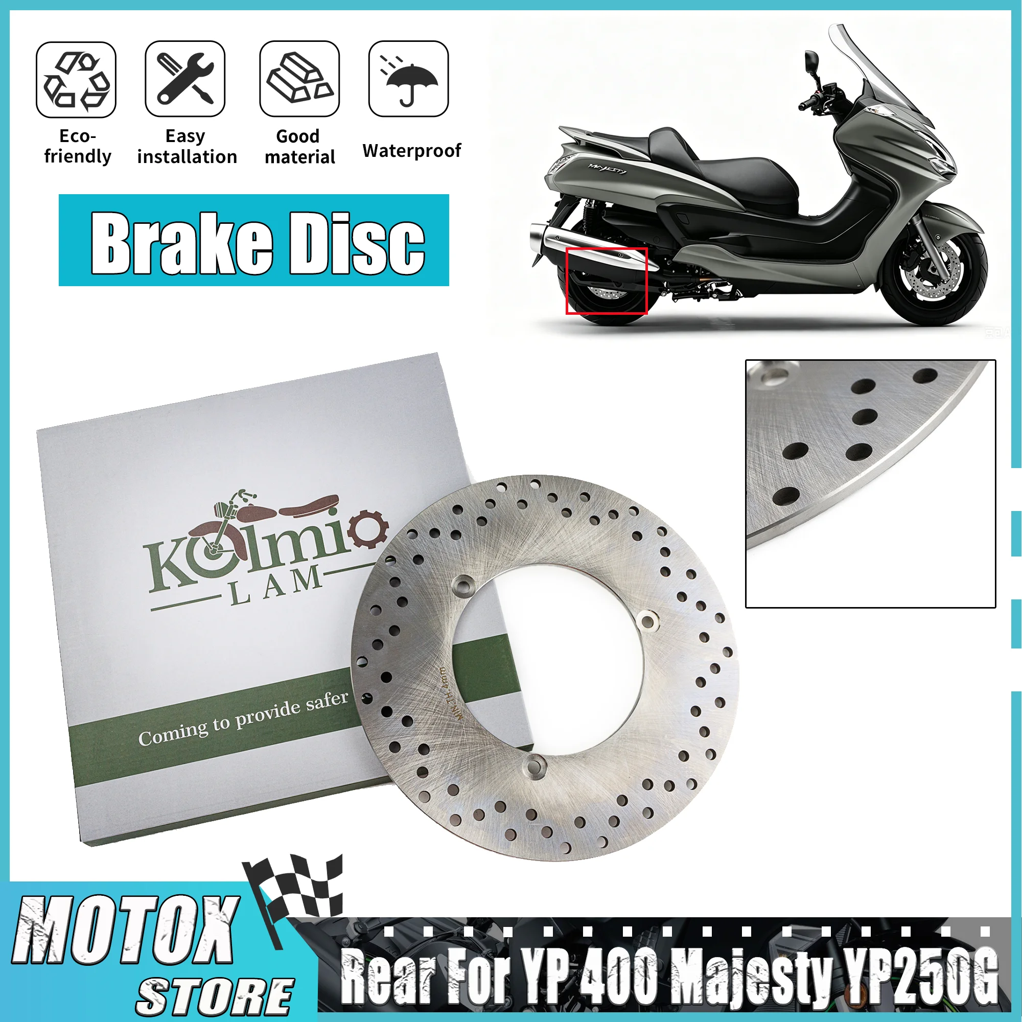 Fit For 2004 - 2014 Yamaha YP400 YP250 Majesty 400 267MM YP 400 2005 2006 2007 2008 2009 2010 Motorcycle Rear Brake Disc Rotor