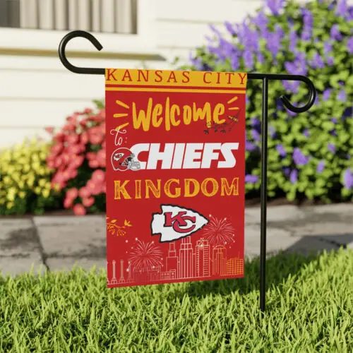 KANSAS CITY CHIEFS garden flag, 12x18, welcome to my chiefs kingdom fan gifts