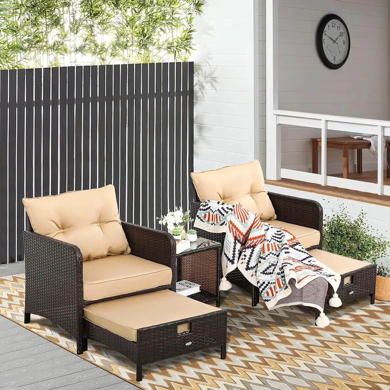 

Patio Set with Ottoman,Outdoor Furniture Chair,Balcony Chairs with Ottoman,Patio Furniture Sets,Patio Conversation Sets