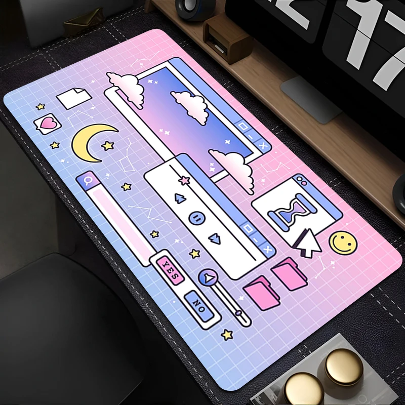 Mouse Pad Laptop Cartoon Anime HD Print Mousepad PC Retro Steam Wave Keyboard Pad Gaming Accessories Extended Desktop Mouse Mat