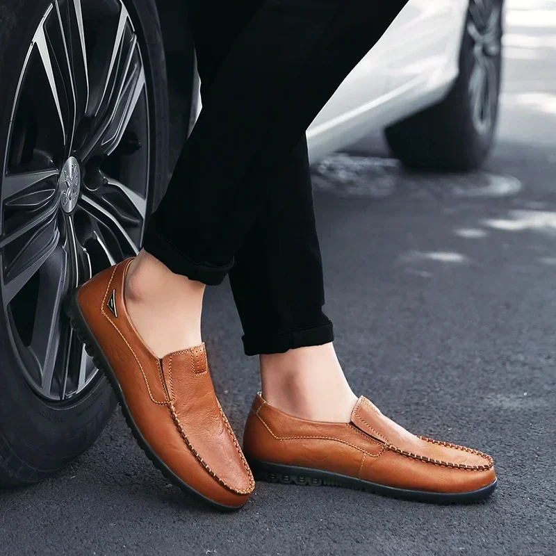 

Men's Brand Sale Formal Shoe Men's Cowhide Italian Genuine Leather Loafers Footwear Casual Men Dress Shoes Natural