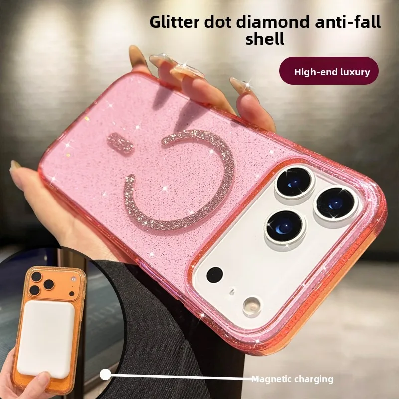 

Роскошный блестящий защитный чехол для всего тела «Air» для Iphone 17 Pro Max, чехол с кристаллами в горошек для Iphone 14/15/16/17 Pro Series