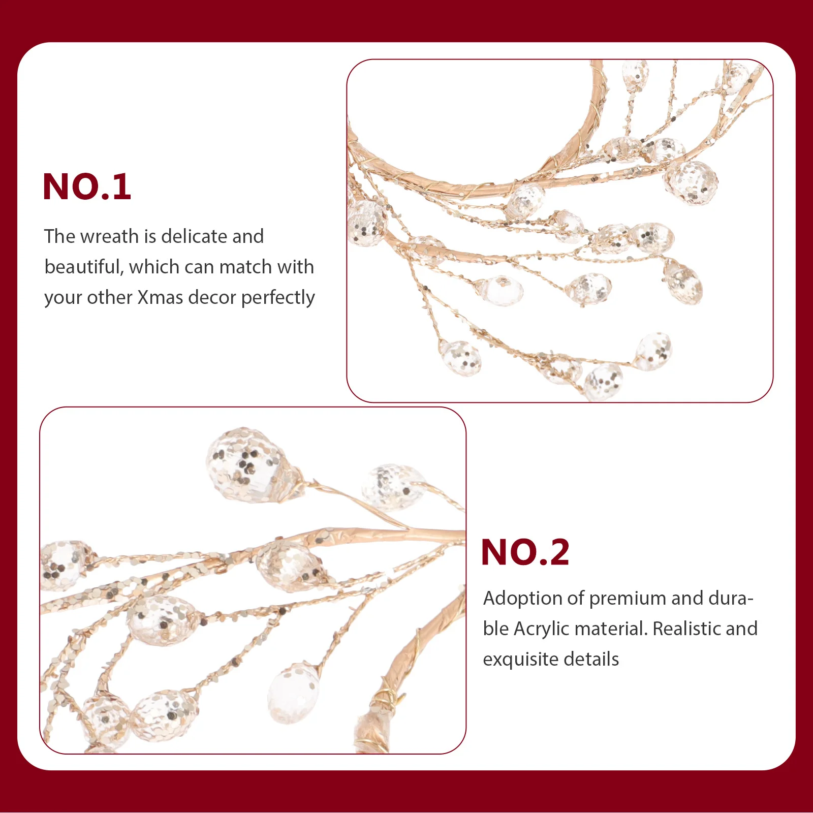 

Christmas Acrylic Wreath Mini Tabletop Holder Ring Diy Party Decoration Hanging Festive Garland Xmas Tree Ornament