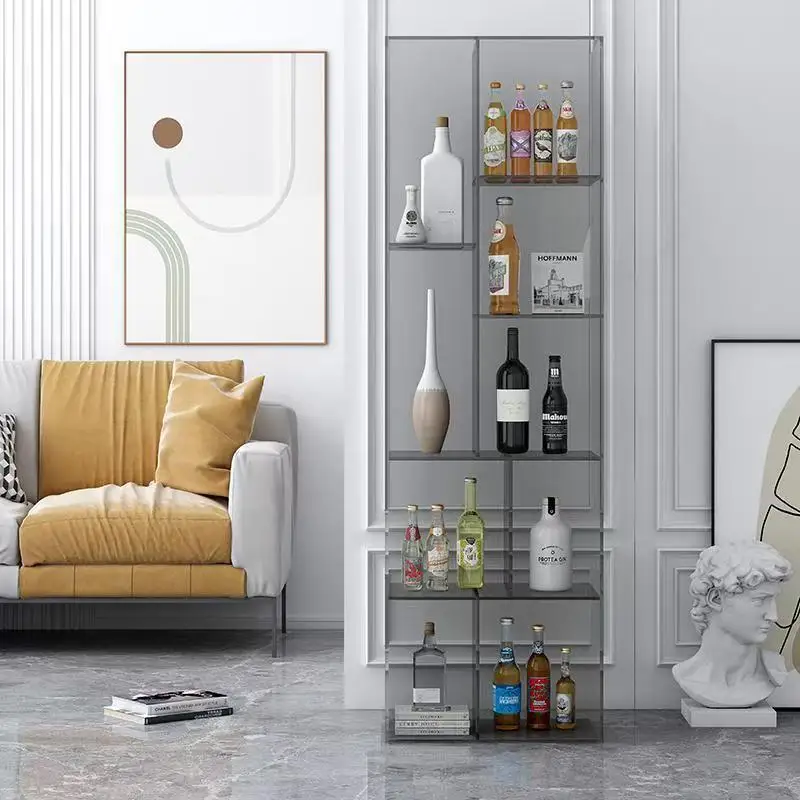 Acrylic floor-to-ceiling bookshelf, living room multi-layer display rack, storage rack