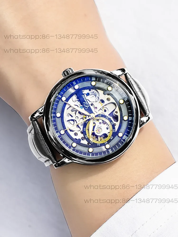New Genuine Tourbillon Watch Men's Pure Mechanical Watch Automatic Hollow Waterproof Ultra-thin Sports Watch
