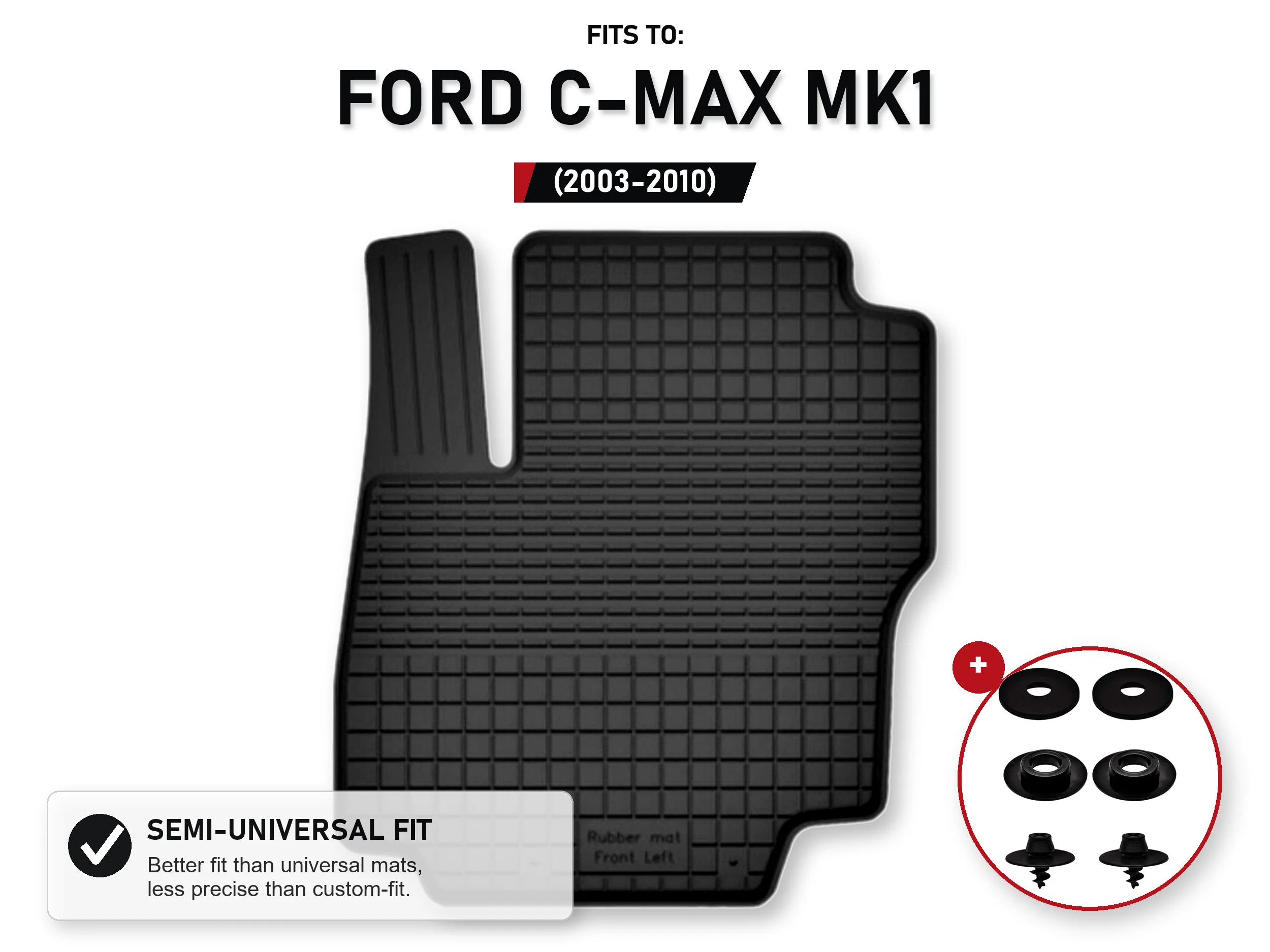 Bestuurdersmat voor: Ford C-Max Mk1 2003-2010 Minivan met stoppers