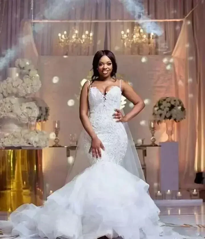 Personalizado nigeriano africano plus size vestidos meia mangas compridas topo rendas varredura trem dama de honra vestidos de noite barato 2024