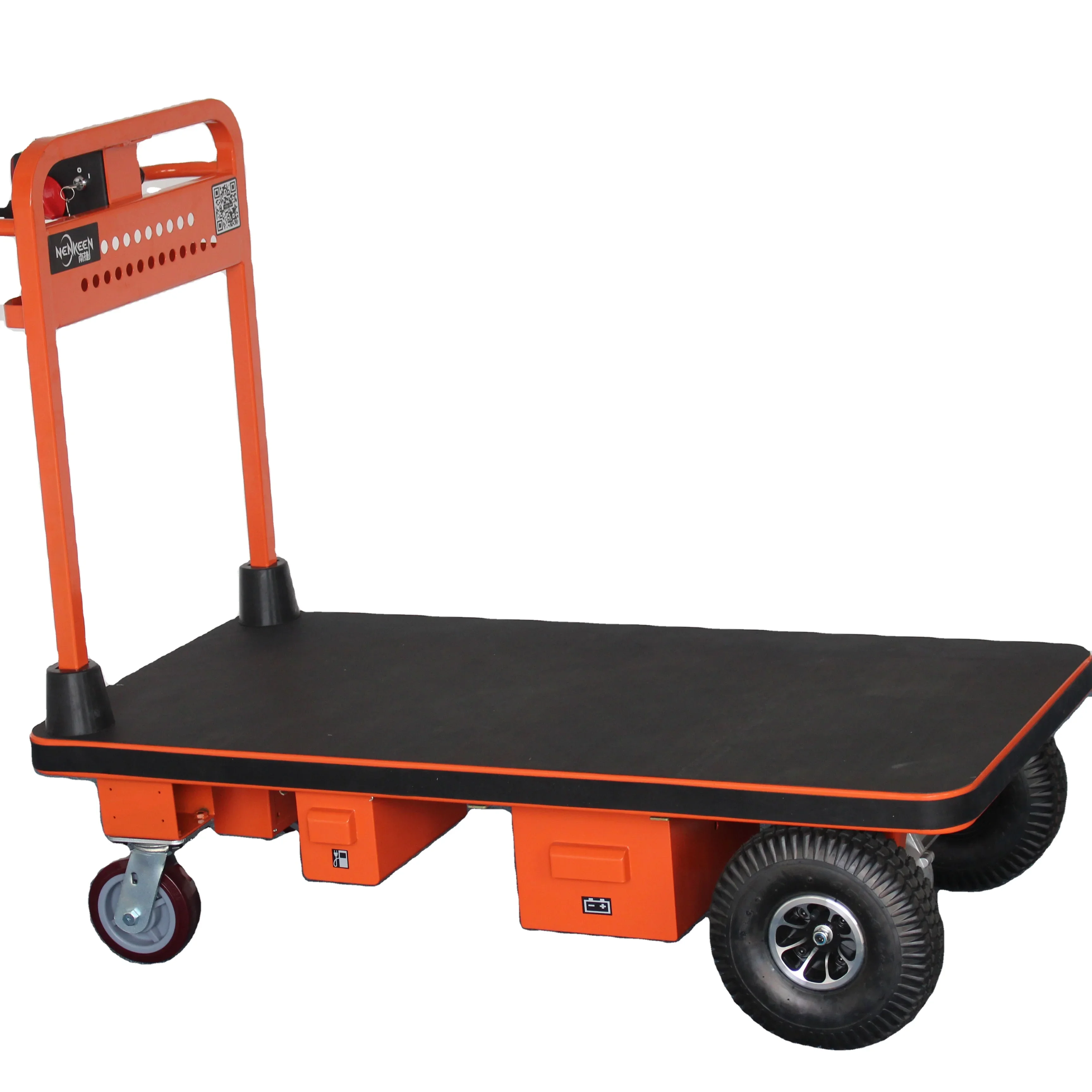 

Portable Electric Hand Cart with Four-Wheel Trolley General Purpose and Platform Truck for Effortless Transportation