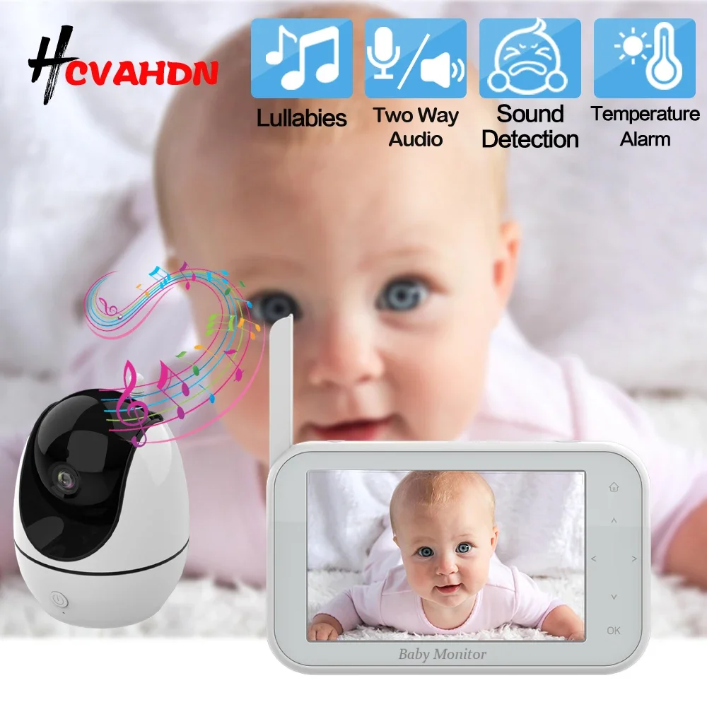 5 Inch Video Baby Monitor With 4X Zoom Babyphone Camera Bebe Nanny Monitors Mother Kid Two Way Audio Night Vision Babysitter