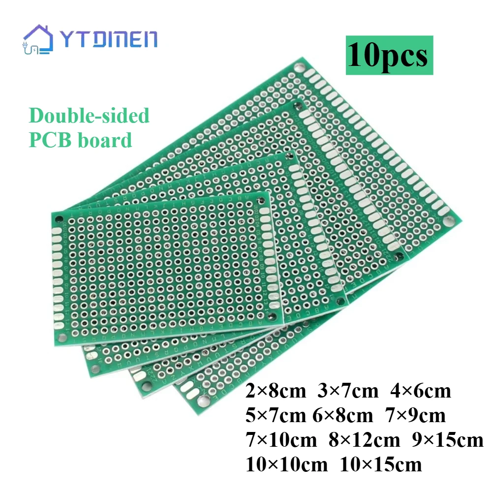 10 sztuk dwustronnych płyt prototypowych PCB 2x8 3x7 4x6 5x7 7x9 10x10 10x15CM Uniwersalny zestaw elektroniczny do samodzielnego montażu płytek drukowanych PCB