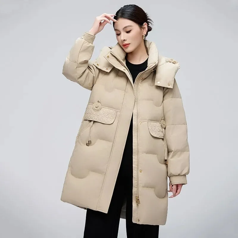 Chaqueta acolchada de algodón para mujer, abrigo largo coreano de invierno, Parkas para mujer, prendas de vestir gruesas, abrigos de algodón para ir al trabajo, prendas de vestir Joker